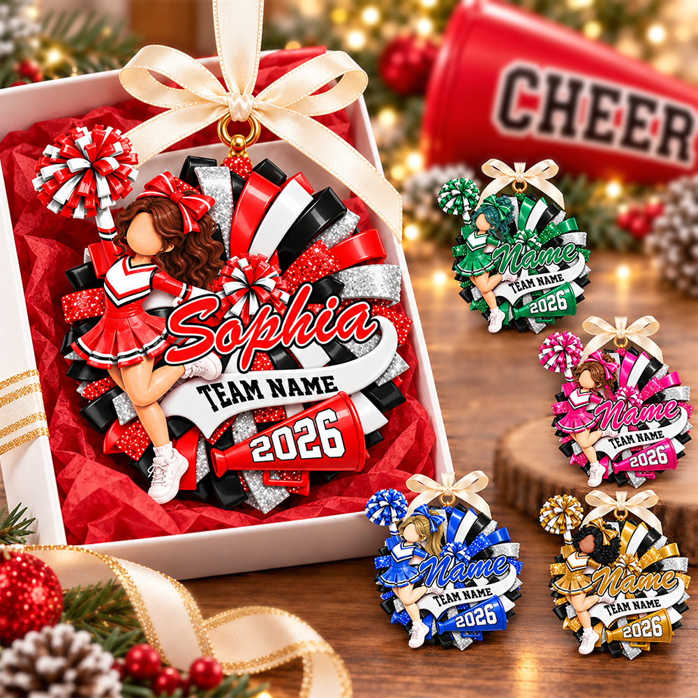 Custom Cheerleader Acrylic Ornament,  Cheerleading Christmas, Cheer Team Gift L0411 Hv01