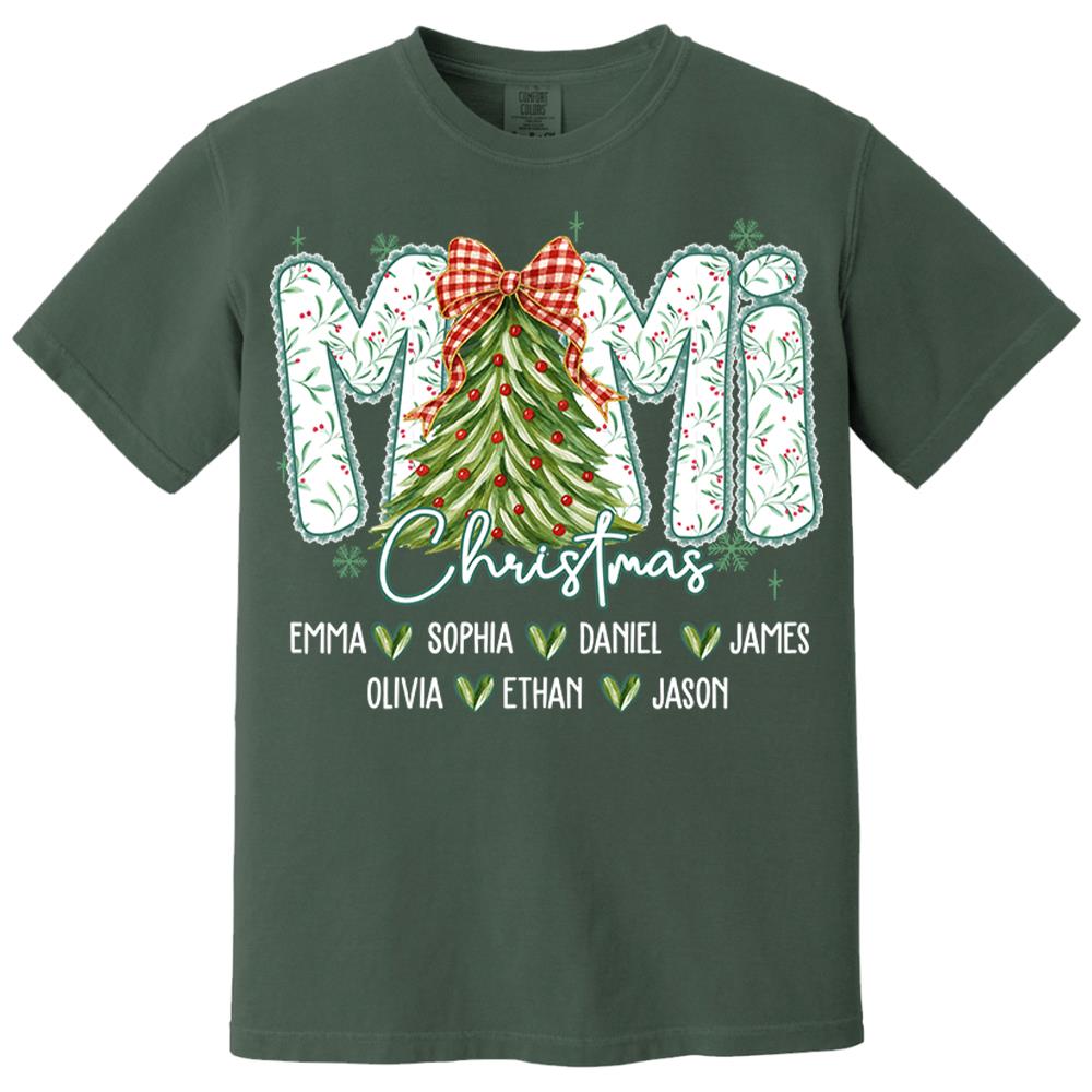 Christmas Tree Mimi Sweatshirt, Custom Family Name for Grandma And Kids Na02