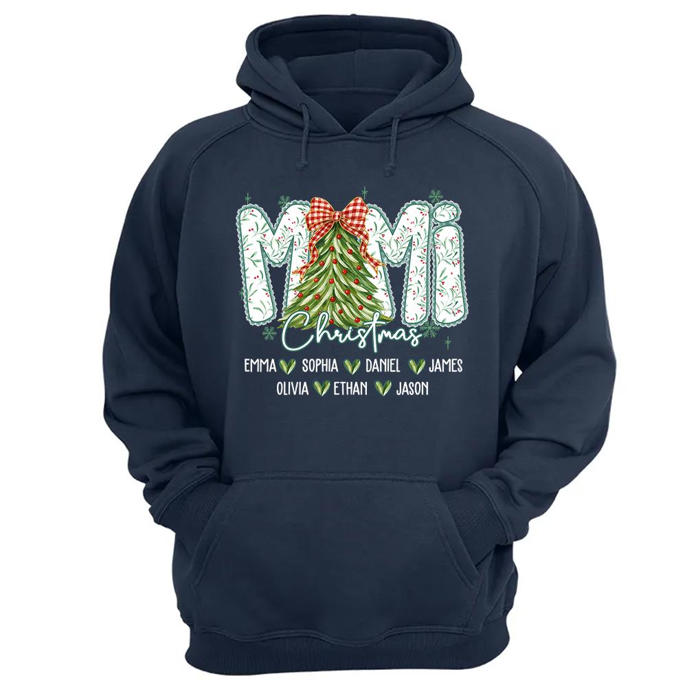 Christmas Tree Mimi Sweatshirt, Custom Family Name for Grandma And Kids Na02