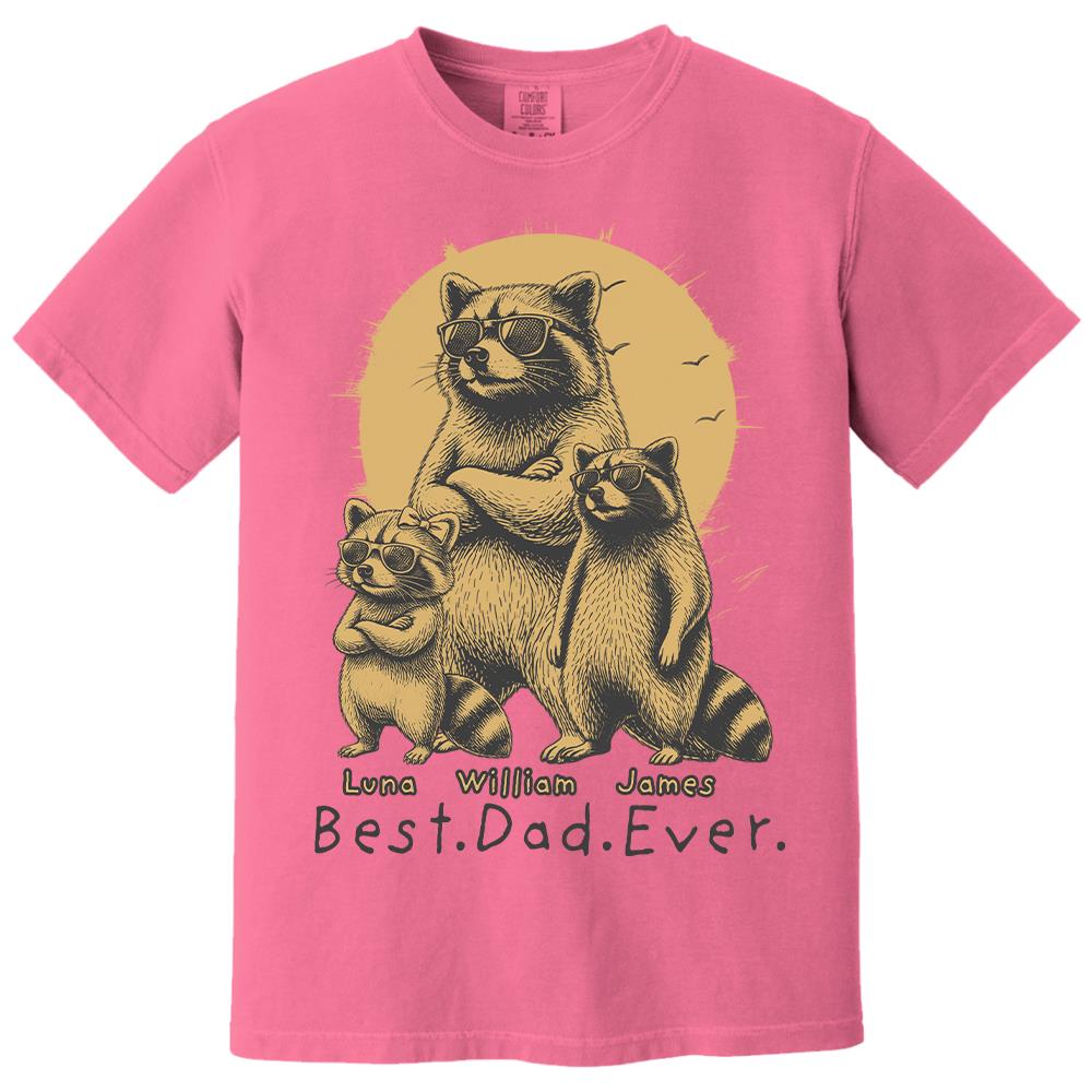 Best Dad Ever Dad Raccoon, Personalized T-Shirt Father Day, Gifts for Dad Husband, Funny Papa Tshirt Cool Daddy Raccoon Tee MI209 Hv01
