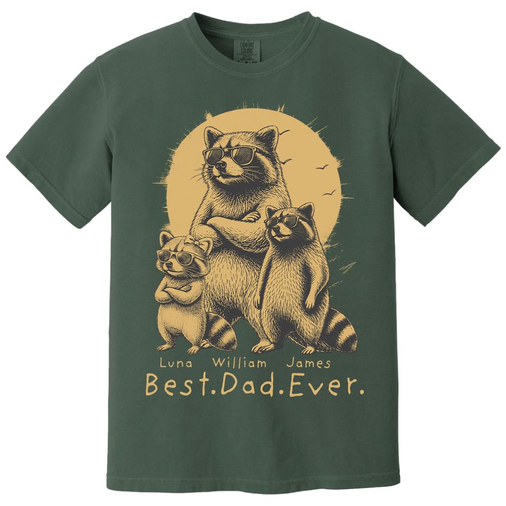 Best Dad Ever Dad Raccoon, Personalized T-Shirt Father Day, Gifts for Dad Husband, Funny Papa Tshirt Cool Daddy Raccoon Tee MI209 Hv01