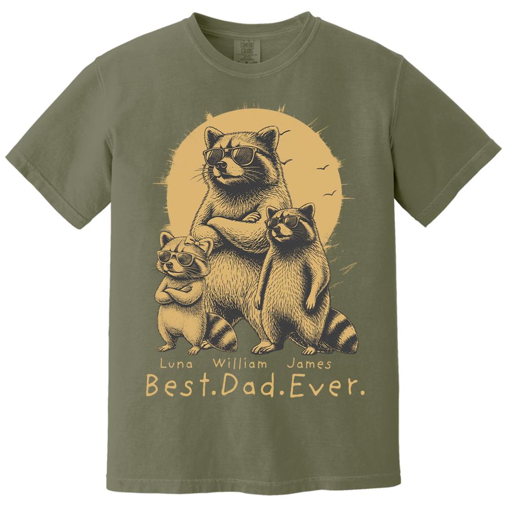 Best Dad Ever Dad Raccoon, Personalized T-Shirt Father Day, Gifts for Dad Husband, Funny Papa Tshirt Cool Daddy Raccoon Tee MI209 Hv01