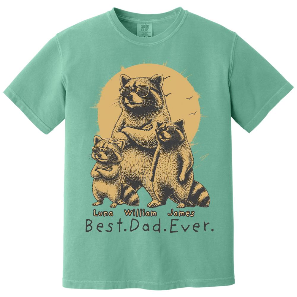 Best Dad Ever Dad Raccoon, Personalized T-Shirt Father Day, Gifts for Dad Husband, Funny Papa Tshirt Cool Daddy Raccoon Tee MI209 Hv01