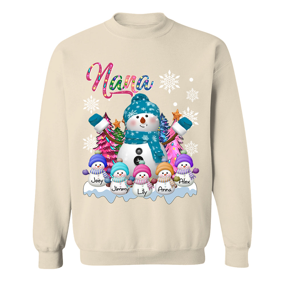 Grandma Snowman & Kid Christmas Tree Personalized Shirt Vr2 Nh00