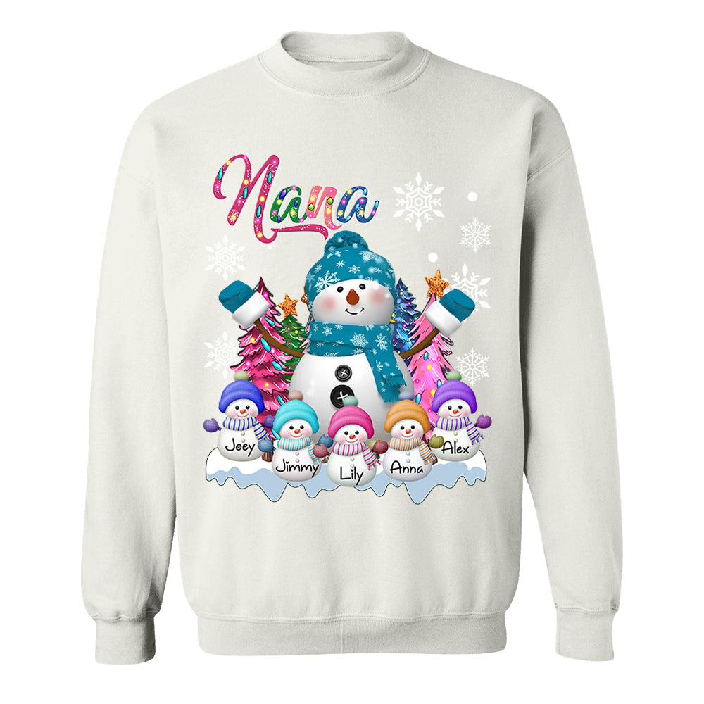 Grandma Snowman & Kid Christmas Tree Personalized Shirt Vr2 Nh00