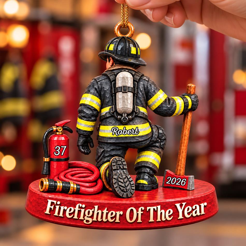 Personalized Firefighter Ornament Firefighter Of The Year Custom Name & Number Christmas Ornament Gift for Firefighter Lovers H2511 Trna
