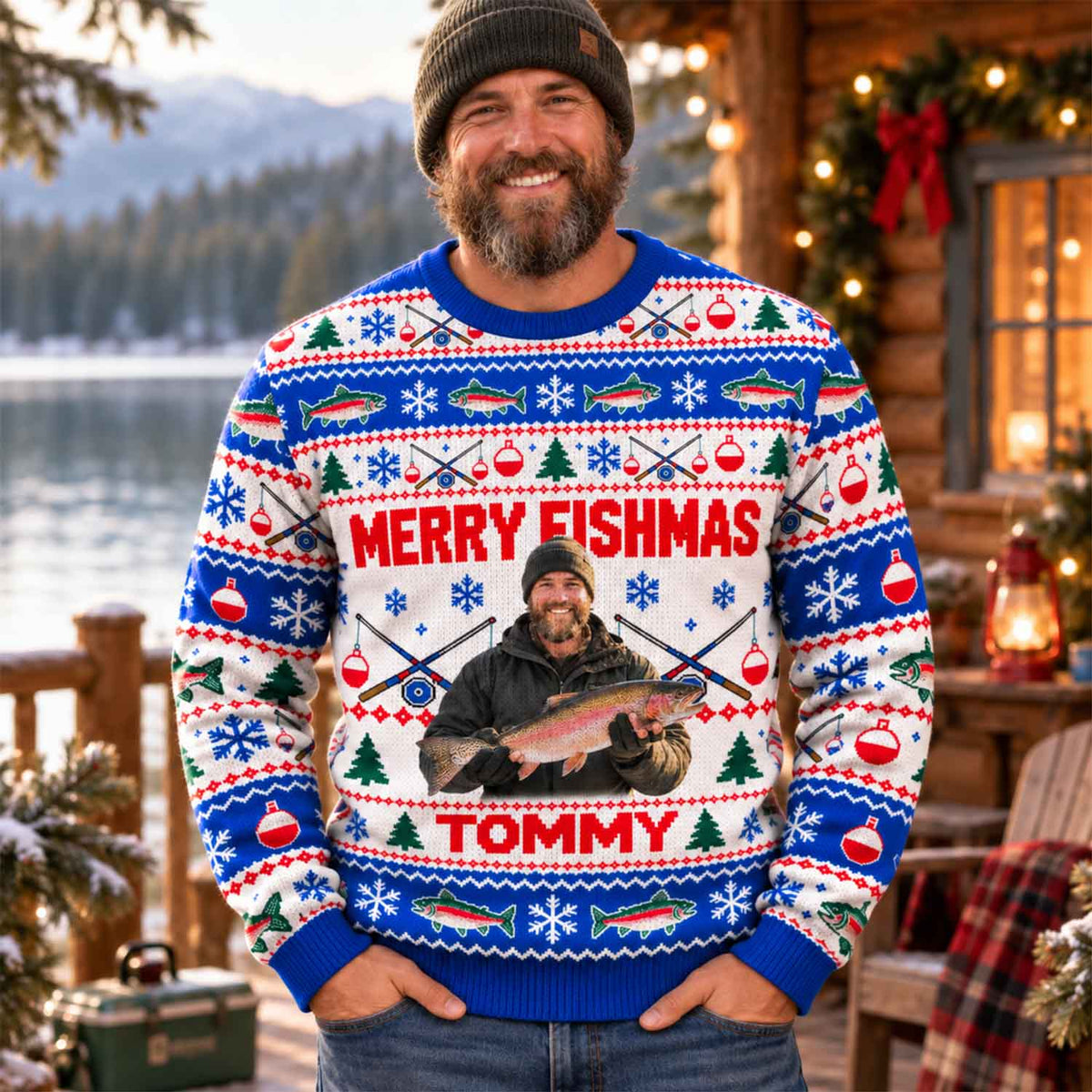 Personalized Photo Ugly Merry Fishmas Ugly Sweater, Gift For Fishing Lovers C2408 Pt99