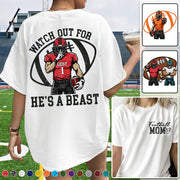 Watch Out for He’s a Beast ,Custom Team Name & Player Number Tee, Football Mom Game Day Gift Na02 VH01