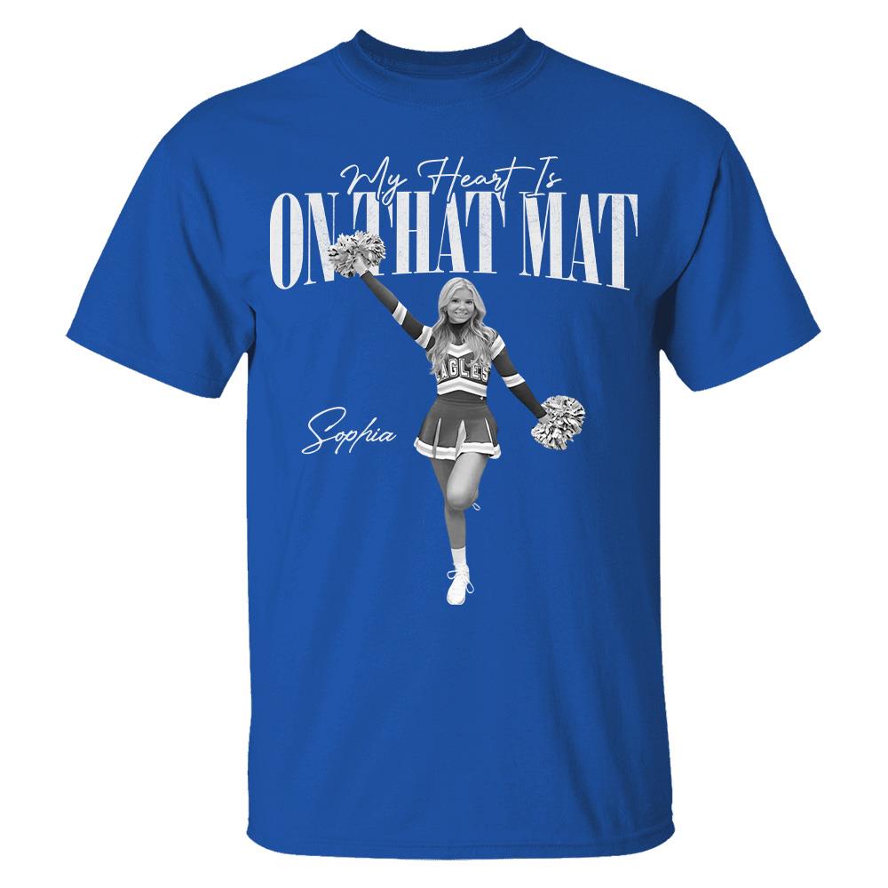 My Heart Is On That Mat- Washed Tee Retro Bootleg Shirt For Cheerleading Na02 Hv01
