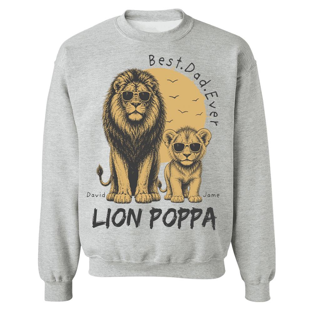 Retro Vintage Lion Dad And Kids Daddy Protector - Personalized Shirt - Cool Father's Day Gift For Dad, Husband Hv01 Vr1