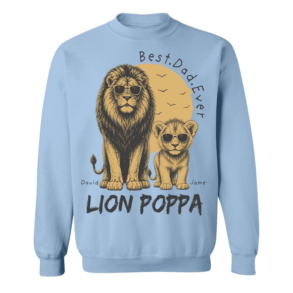 Retro Vintage Lion Dad And Kids Daddy Protector - Personalized Shirt - Cool Father's Day Gift For Dad, Husband Hv01 Vr1