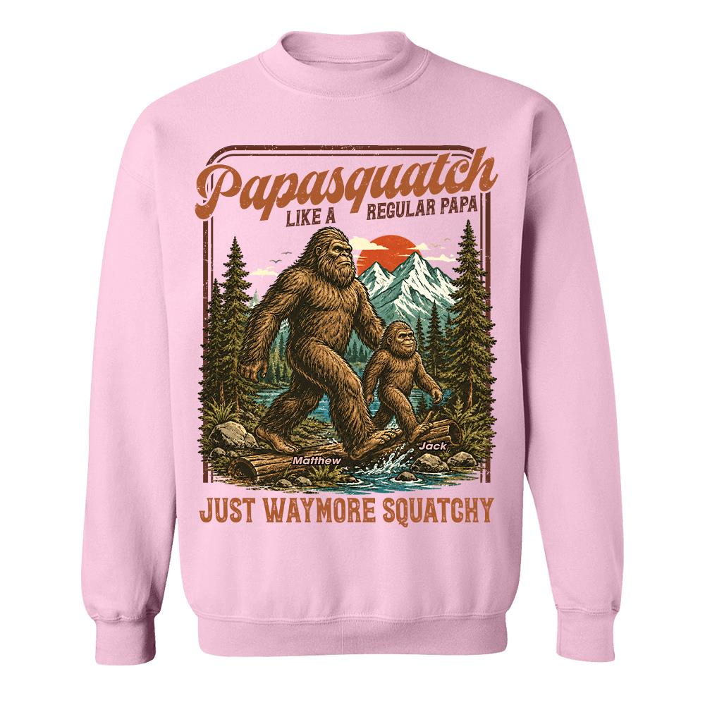 Personalized Papasquatch, Like A Grandpa, Just Way More Squatchy T-Shirt Father Day Gifts for Dad Funny Papa Tshirt Cool Daddy Bigfoot Vintage Retro Shirt for Men Hv01