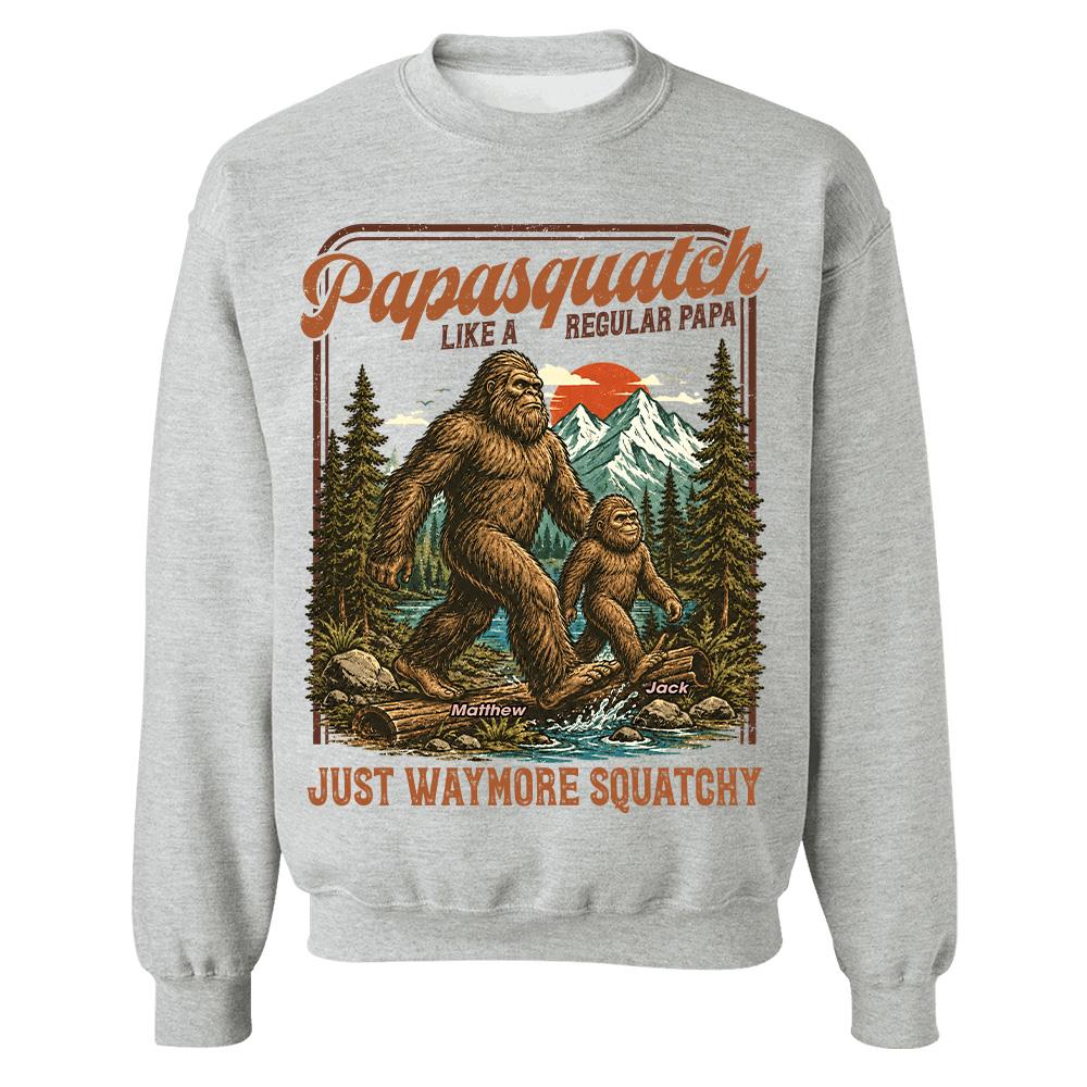 Personalized Papasquatch, Like A Grandpa, Just Way More Squatchy T-Shirt Father Day Gifts for Dad Funny Papa Tshirt Cool Daddy Bigfoot Vintage Retro Shirt for Men Hv01