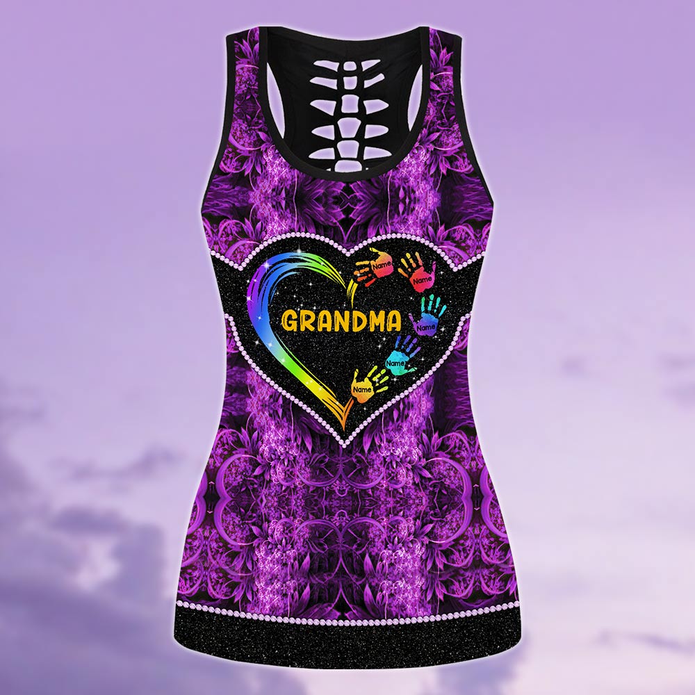Grandma Heart And Grandkids Hands Personalized All Over Print Shirt, 3D Hoodie, Tank Top and Legging Set For Grandma Hn98