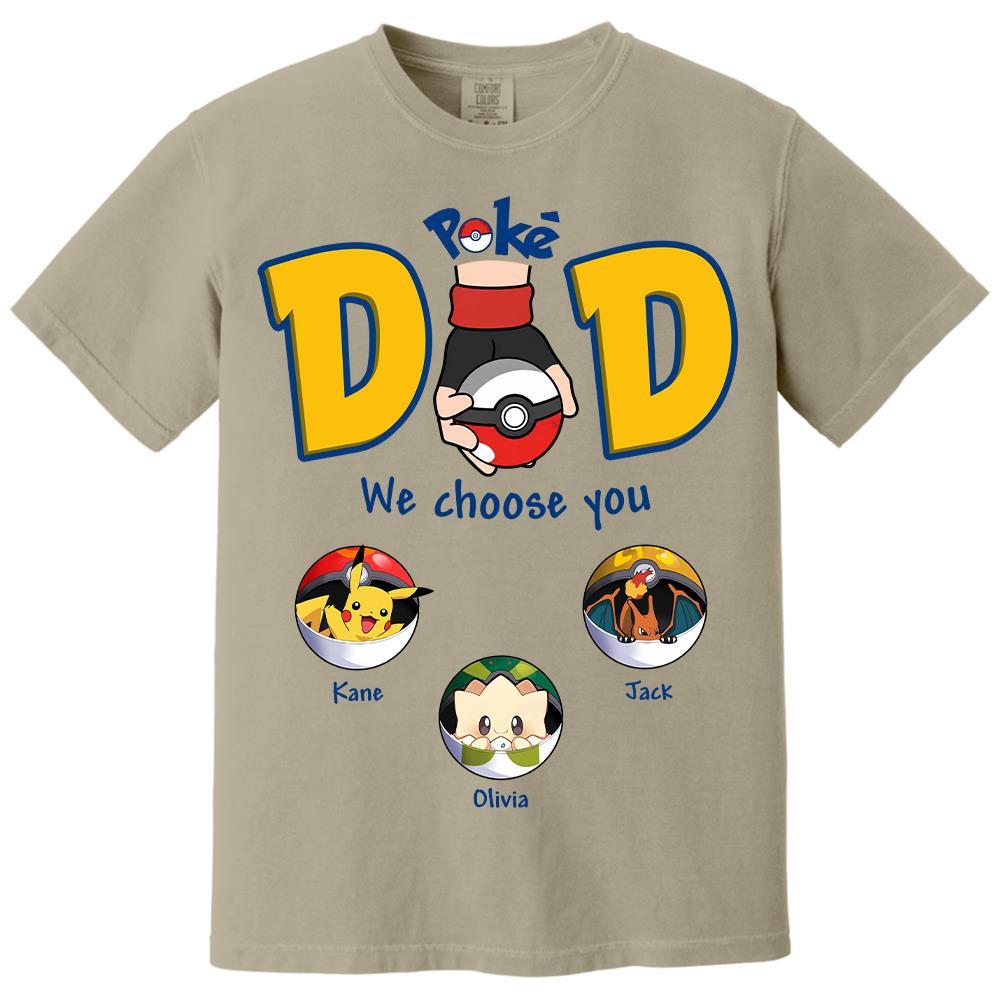 PokeDad Best Poke Dad Ever, Personalized PokéDad Shirt With Kids Name, Gifts For Dad, Gifts For Father's Day MI209 Hv01