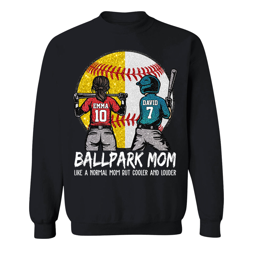 Personalized Baseball Softball Mom Ballpark Mom Shirt Like A Normal Mom But Cooler And Louder Gift For Sport Family T1807 T24