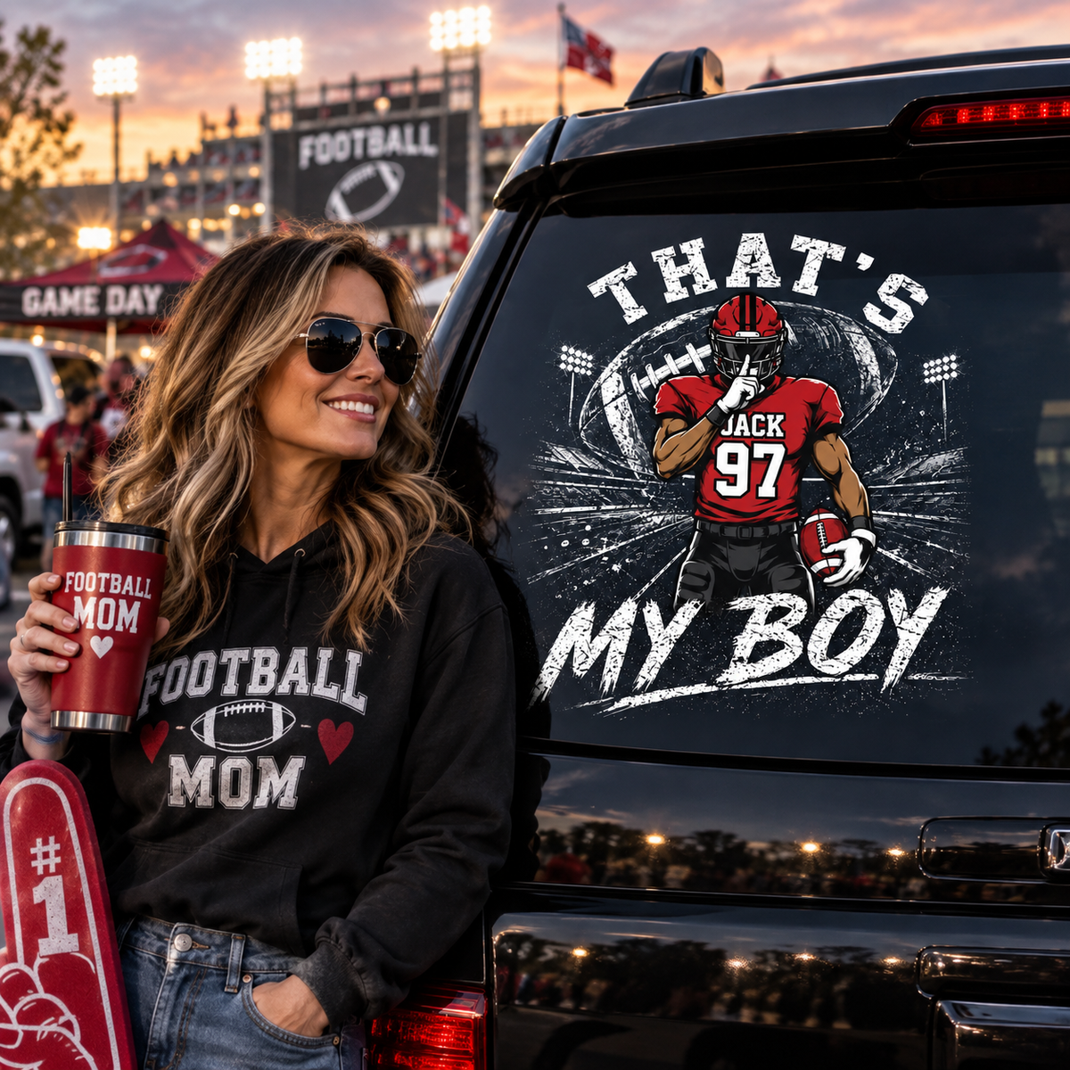Personalized That's My Boy Car Decal, Custom Football Player Sticker, Gift for Sports Moms and Dads T1807 T24