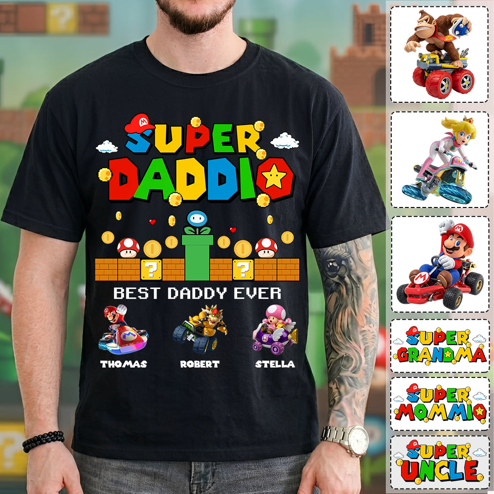 Super Daddio It's A Me Daddy, Personalized Daddio Shirt With Kids Name Custom, Father's Day Gift For Husband, Dad, Grandpa MI209 Li29