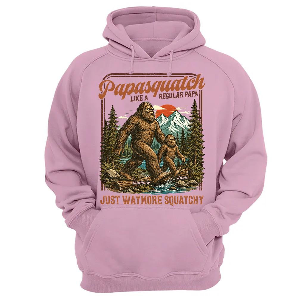 Personalized Papasquatch, Like A Grandpa, Just Way More Squatchy T-Shirt Father Day Gifts for Dad Funny Papa Tshirt Cool Daddy Bigfoot Vintage Retro Shirt for Men Hv01