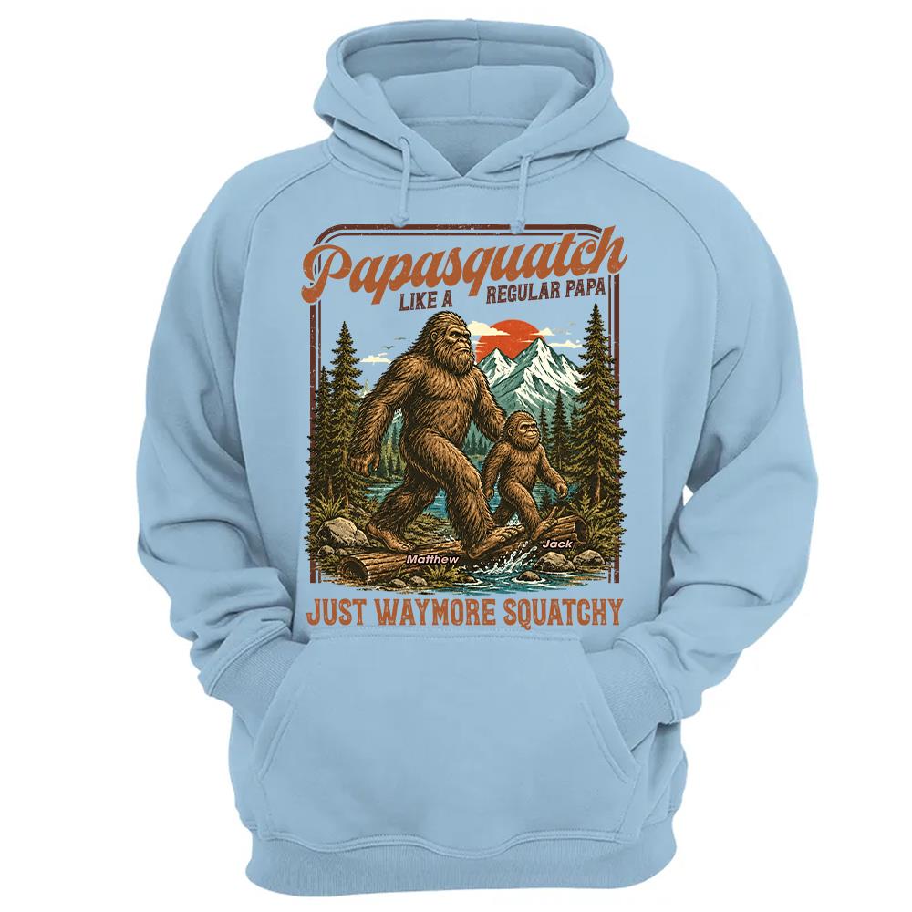 Personalized Papasquatch, Like A Grandpa, Just Way More Squatchy T-Shirt Father Day Gifts for Dad Funny Papa Tshirt Cool Daddy Bigfoot Vintage Retro Shirt for Men Hv01