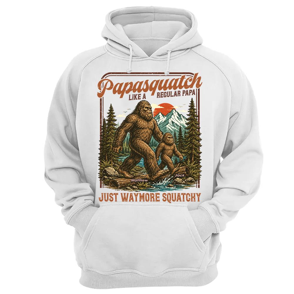 Personalized Papasquatch, Like A Grandpa, Just Way More Squatchy T-Shirt Father Day Gifts for Dad Funny Papa Tshirt Cool Daddy Bigfoot Vintage Retro Shirt for Men Hv01