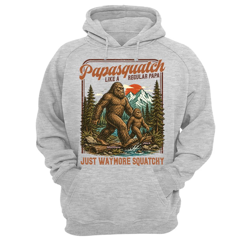 Personalized Papasquatch, Like A Grandpa, Just Way More Squatchy T-Shirt Father Day Gifts for Dad Funny Papa Tshirt Cool Daddy Bigfoot Vintage Retro Shirt for Men Hv01