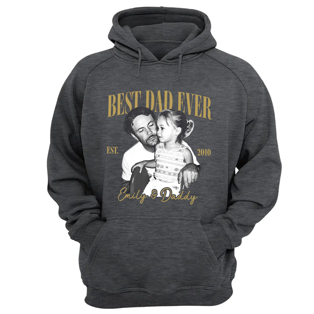 Best Dad Ever Custom Vintage Photo Shirt Fathers Day Gift from Kids, Gift for Husband, New Dad Gift, Family Picture Tee, Dad Est Shirt Vh01 