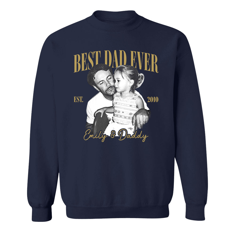 Best Dad Ever Custom Vintage Photo Shirt Fathers Day Gift from Kids, Gift for Husband, New Dad Gift, Family Picture Tee, Dad Est Shirt Vh01 