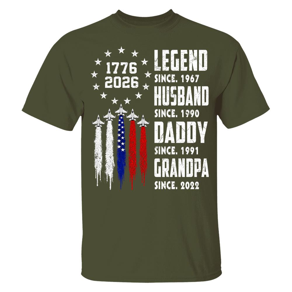 Custom Legend Husband Dad Grandpa Nation Flag American 250th Anniversary Shirt, Father's Day Gift For Dad, Grandpa L0411 Hv01