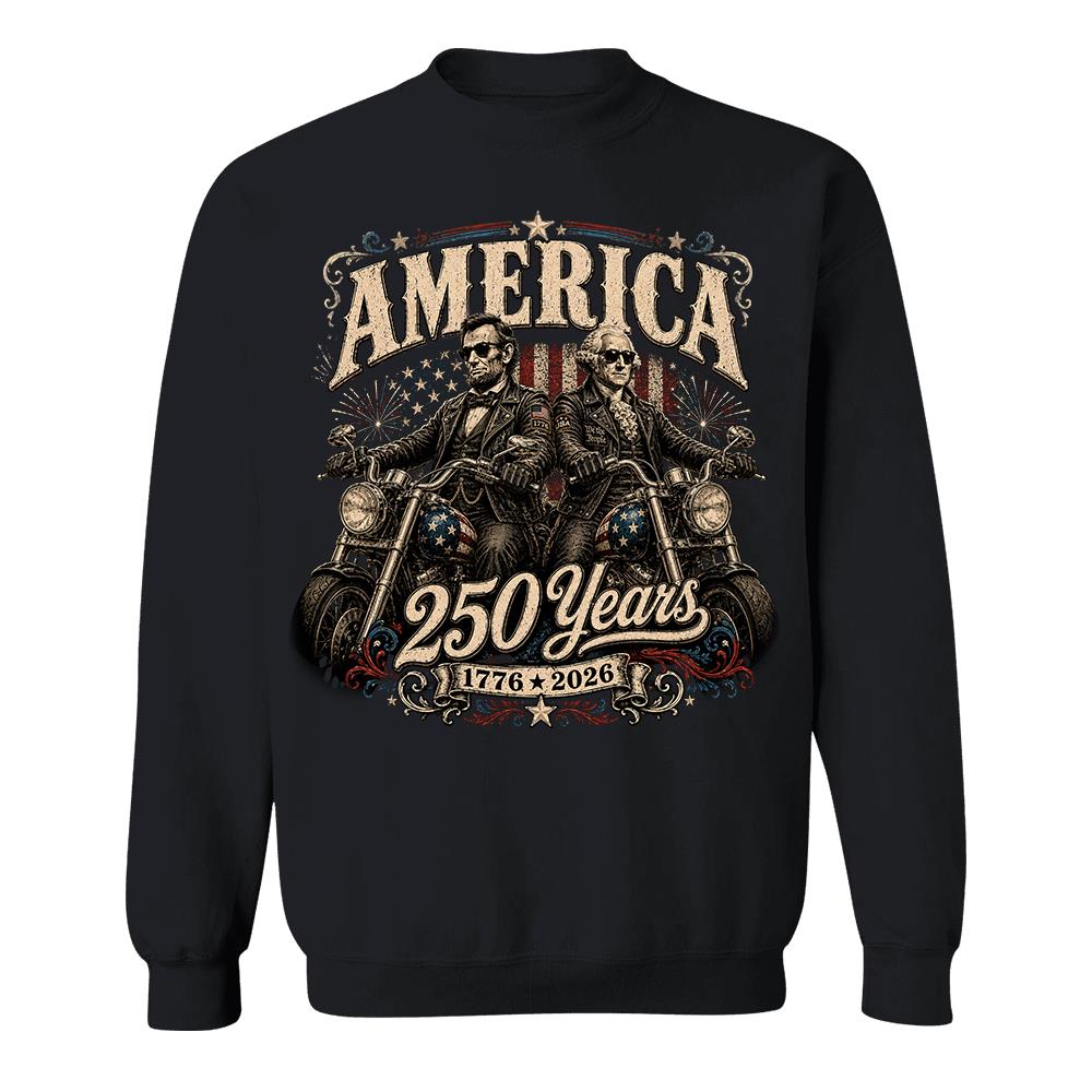 America 250 Years Biker MC Patriotic Motorcycle Shirt, 1776 2026 USA 250th Anniversary Vintage Graphic Tee Hv01