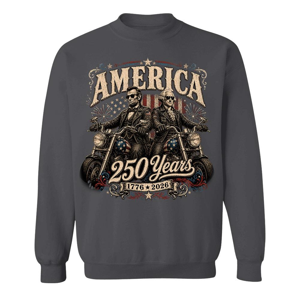 America 250 Years Biker MC Patriotic Motorcycle Shirt, 1776 2026 USA 250th Anniversary Vintage Graphic Tee Hv01