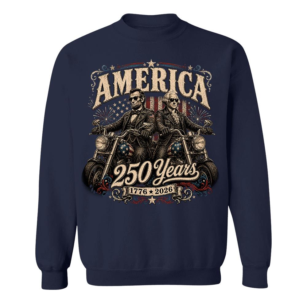 America 250 Years Biker MC Patriotic Motorcycle Shirt, 1776 2026 USA 250th Anniversary Vintage Graphic Tee Hv01