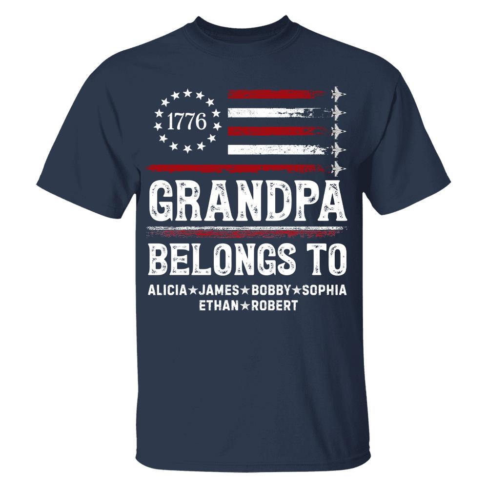 Proud American Grandpa Custom Kids Names Father's Day Gift For Dad, Grandpa L0411 Hv01