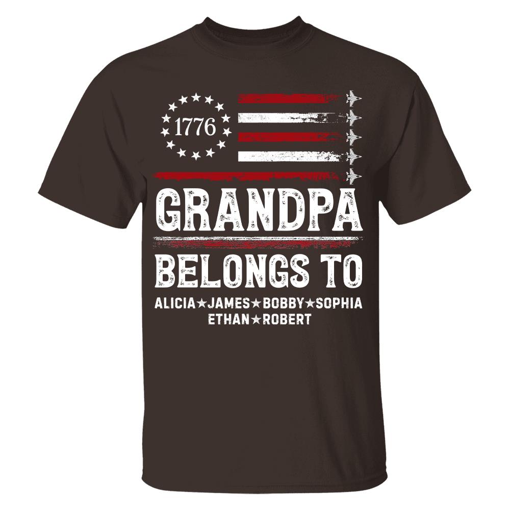 Proud American Grandpa Custom Kids Names Father's Day Gift For Dad, Grandpa L0411 Hv01