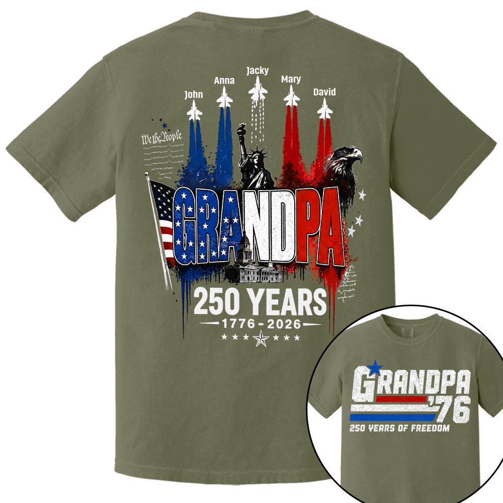 Personalized Dad Grandpa Nation Flag American 250th Anniversary Shirt - Semiquincentennial 1776-2026 Shirt - Cool Father's Day Gift For Dad, Grandpa T1807 VH01