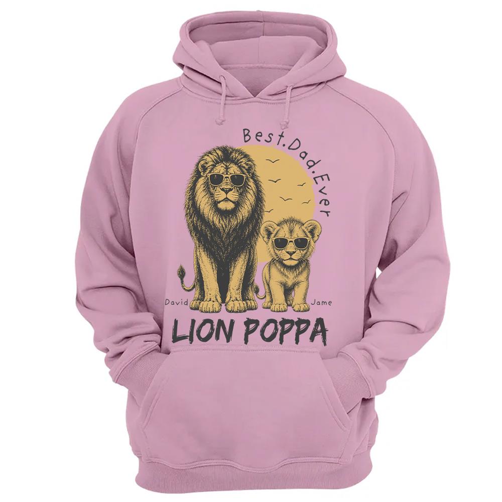Retro Vintage Lion Dad And Kids Daddy Protector - Personalized Shirt - Cool Father's Day Gift For Dad, Husband Hv01 Vr1