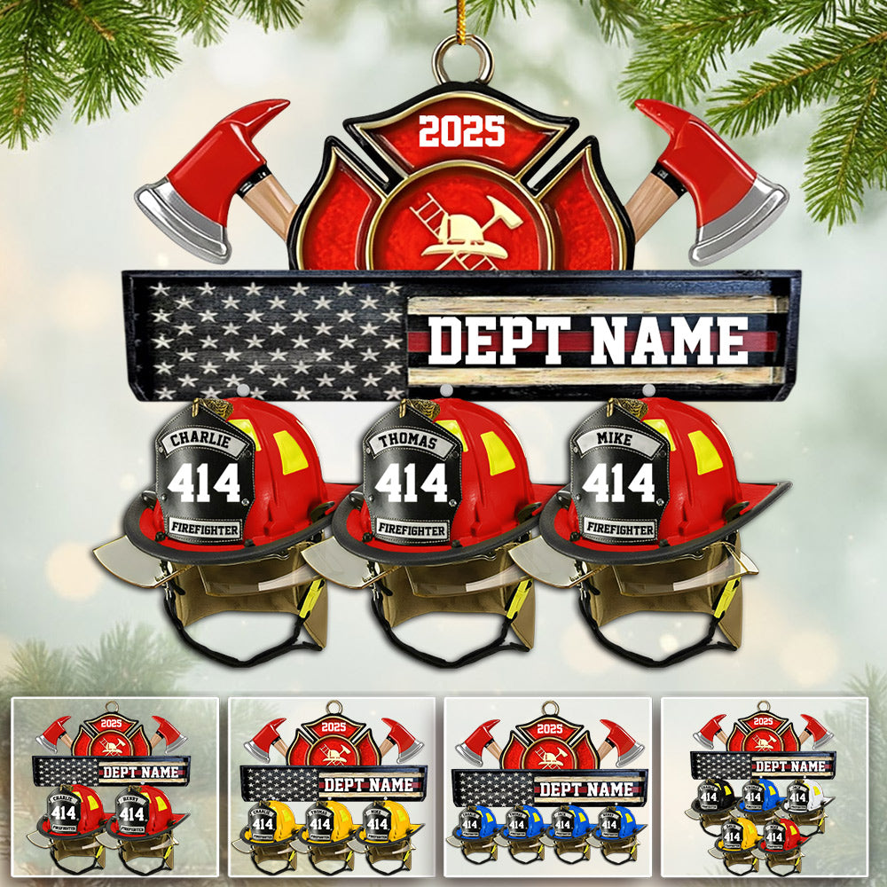 Firefighter Station Helmets - Personalized Acrylic Ornament - Christmas Gift For Firefighter Station Department Li29
