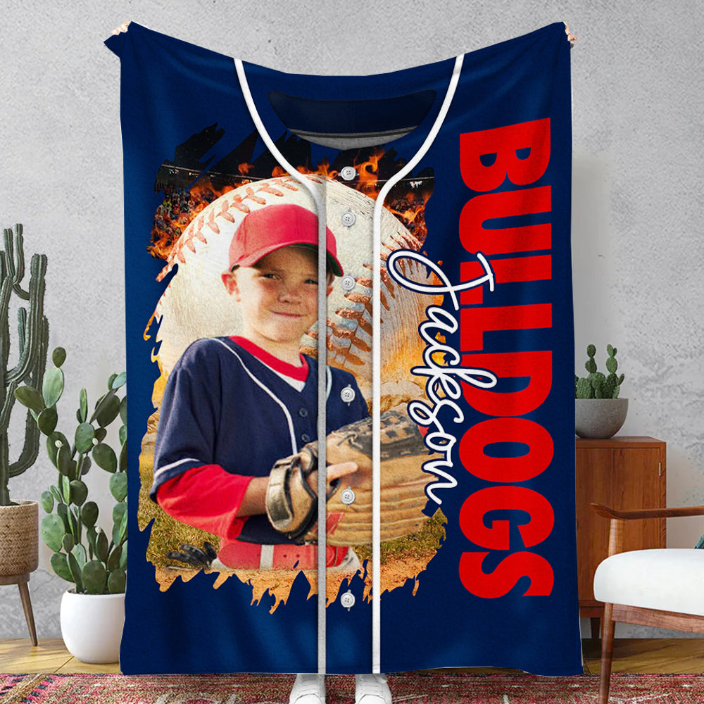 Custom Photo Baseball Jersey Blankets For Baseball Family Game Day Blankets A2110 Do99