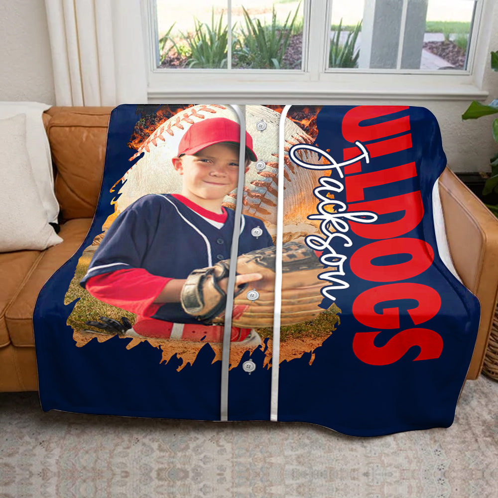 Custom Photo Baseball Jersey Blankets For Baseball Family Game Day Blankets A2110 Do99