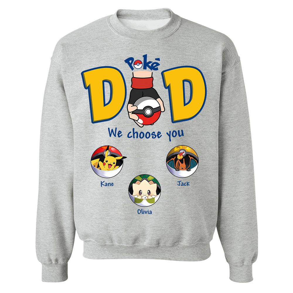 PokeDad Best Poke Dad Ever, Personalized PokéDad Shirt With Kids Name, Gifts For Dad, Gifts For Father's Day MI209 Hv01