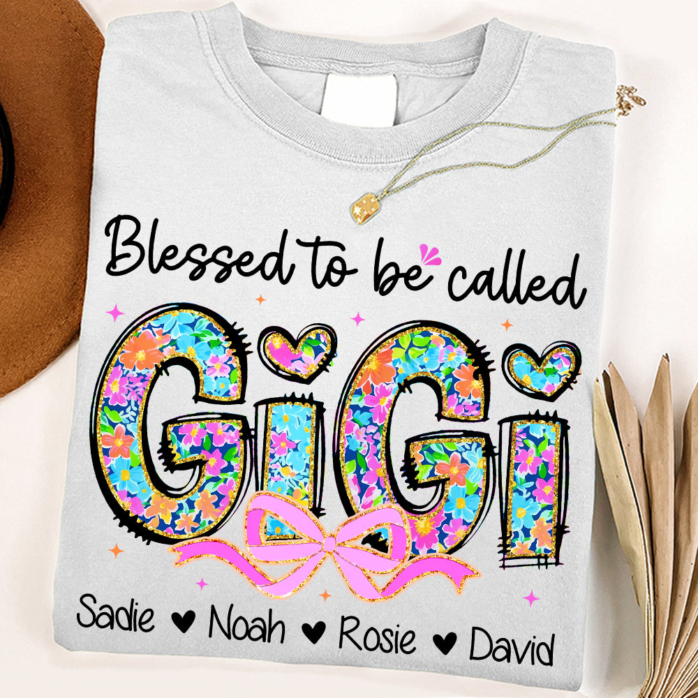 Personlized Blessed To Be Called Grandma Shirt, Custom Nickname and Kid T1807 NV01