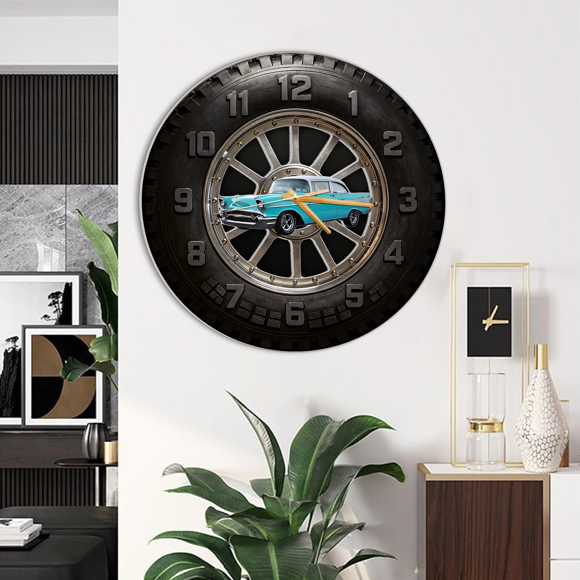 Custom Photo Car Wall Clock- Personalized Car Tire Themed Clock A2110 Nh00