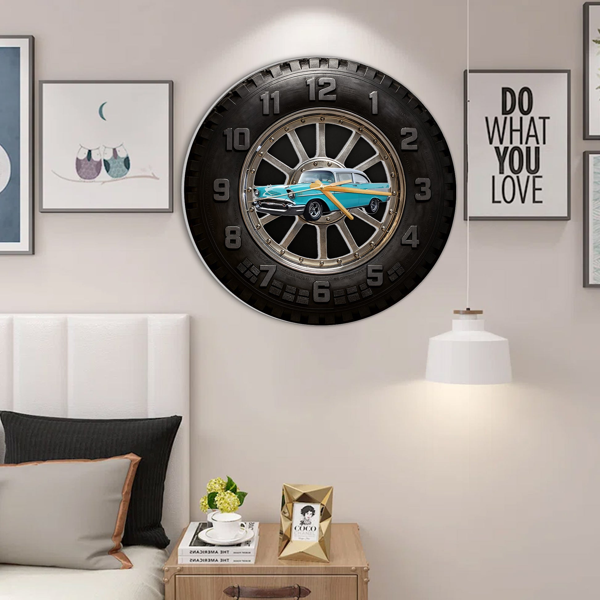 Custom Photo Car Wall Clock- Personalized Car Tire Themed Clock A2110 Nh00