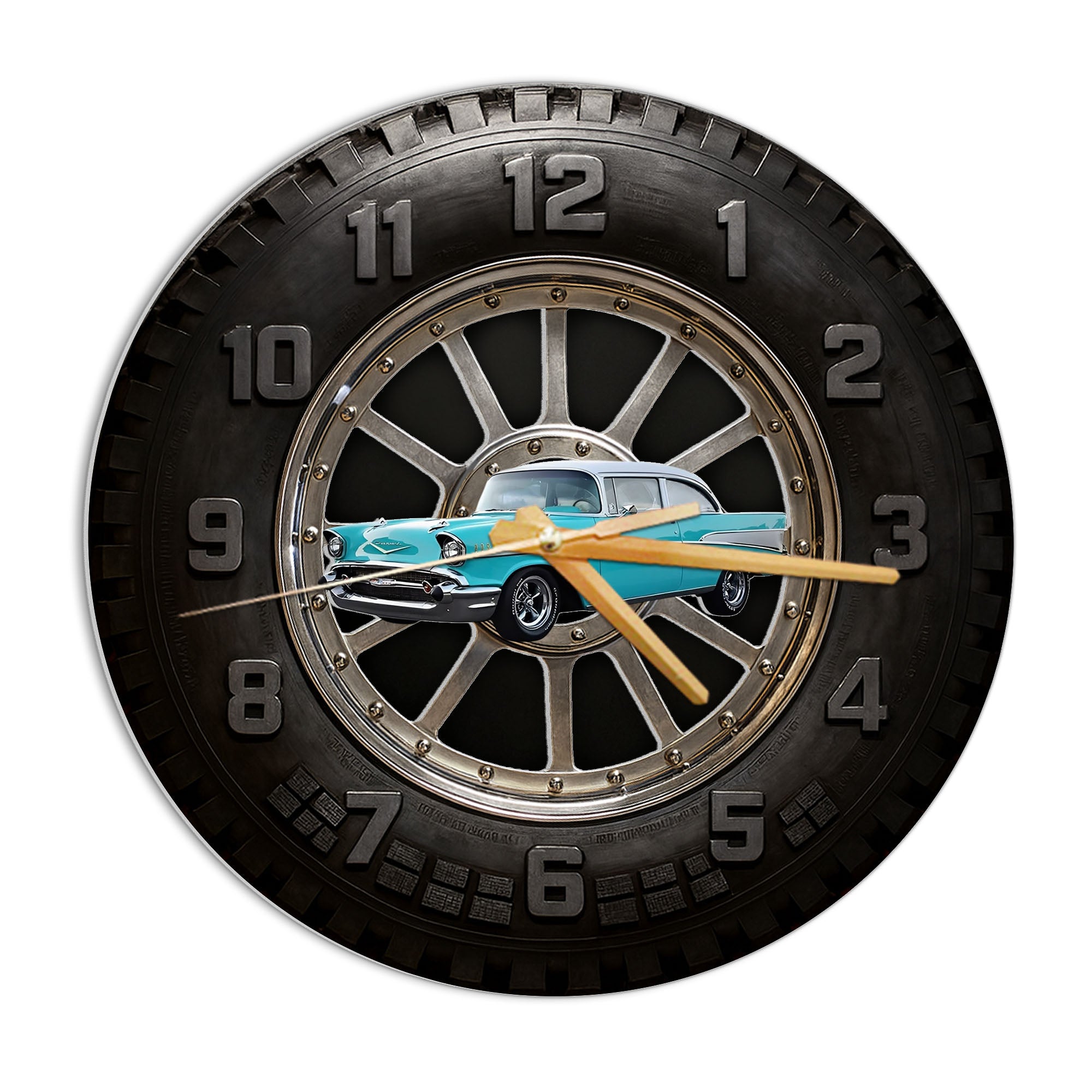 Custom Photo Car Wall Clock- Personalized Car Tire Themed Clock A2110 Nh00