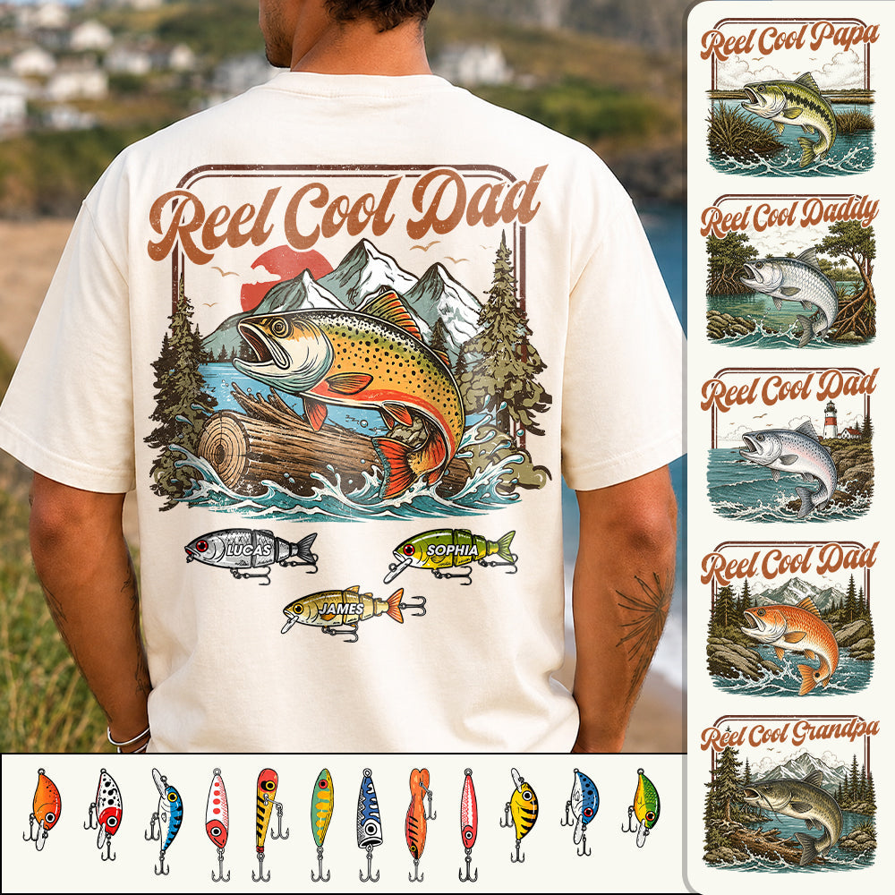 Personalized Reel Cool Dad Shirt, Father's Day Shirt, Father's Day gift for Him, Gift for Husband, Vintage Retro Fishing Shirt for Men Hv01