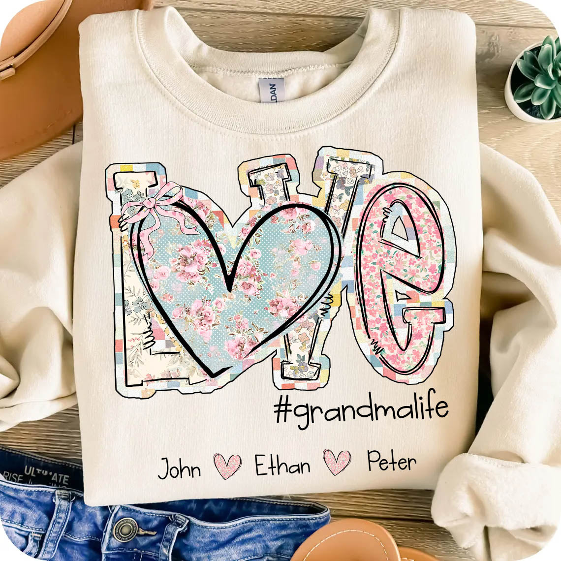 Love Grandmalife - Custom Nickname & Kid Names Vintage Floral Shirt For Mother's Day NA04 pt99