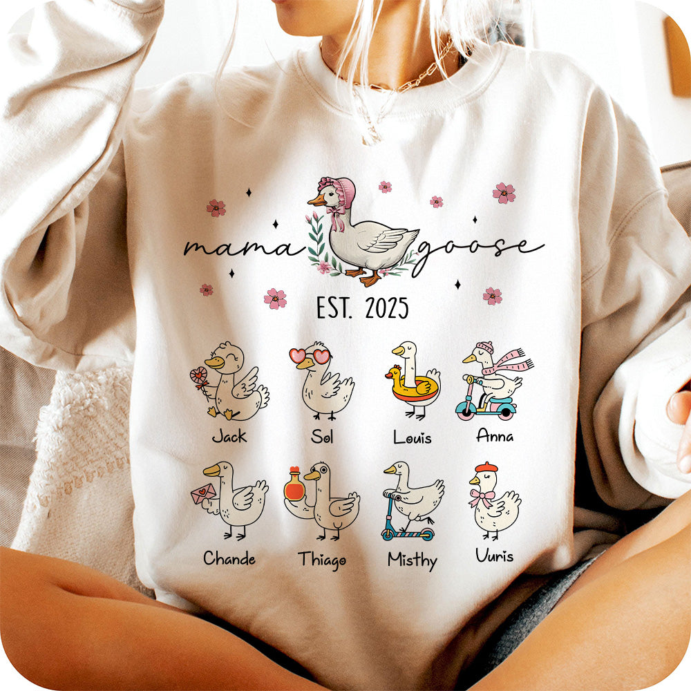 Mama Goose, Mama Silly Goose Shirt - Personalized Vintage Mama Goose Shirt Tu24