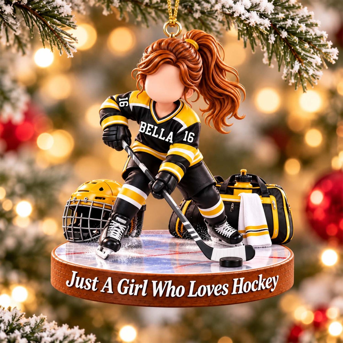 Personalized Hockey Girl Hockey Girl Christmas Ornament Pt99
