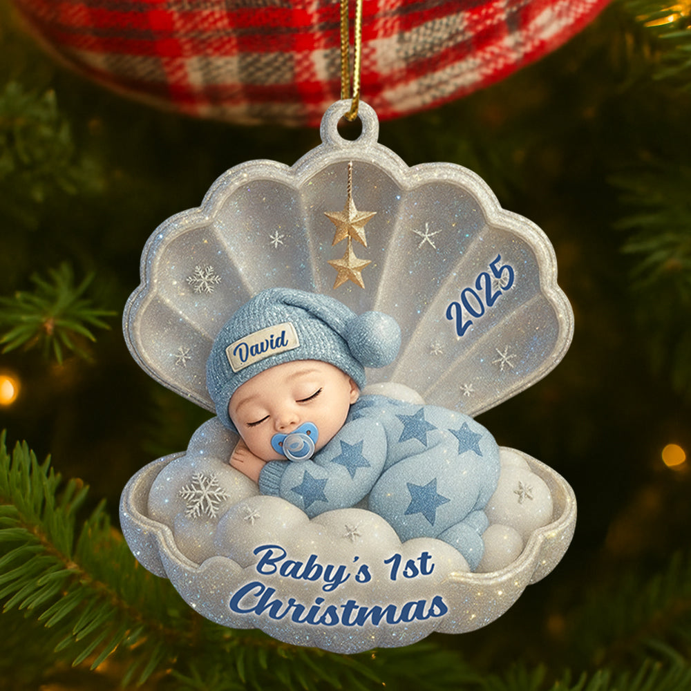 Baby's First Christmas Ornament, Personalized Newborn Christmas Ornament, Acrylic Christmas Ornament For Custom Baby, New Baby Gift T1807 Hv01