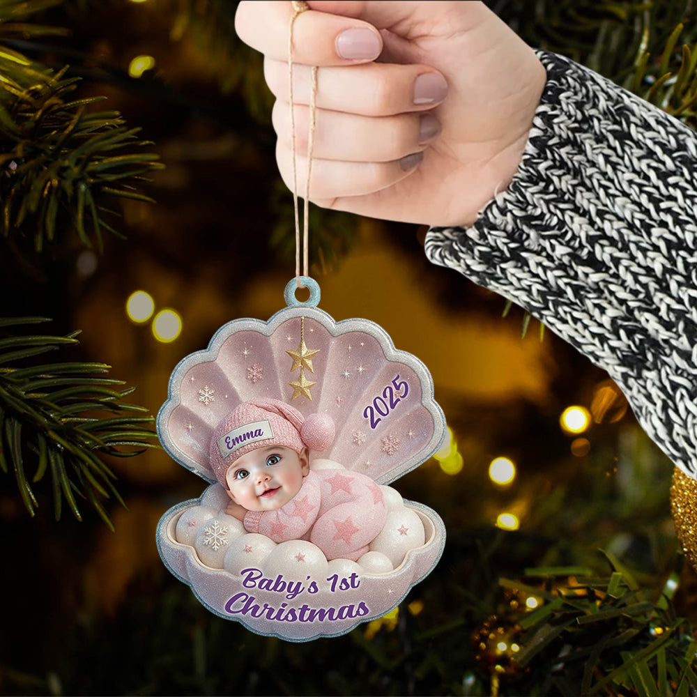 Baby's First Christmas Ornament, Personalized Newborn Christmas Ornament, Acrylic Christmas Ornament For Custom Baby, New Baby Gift T1807 Hv01